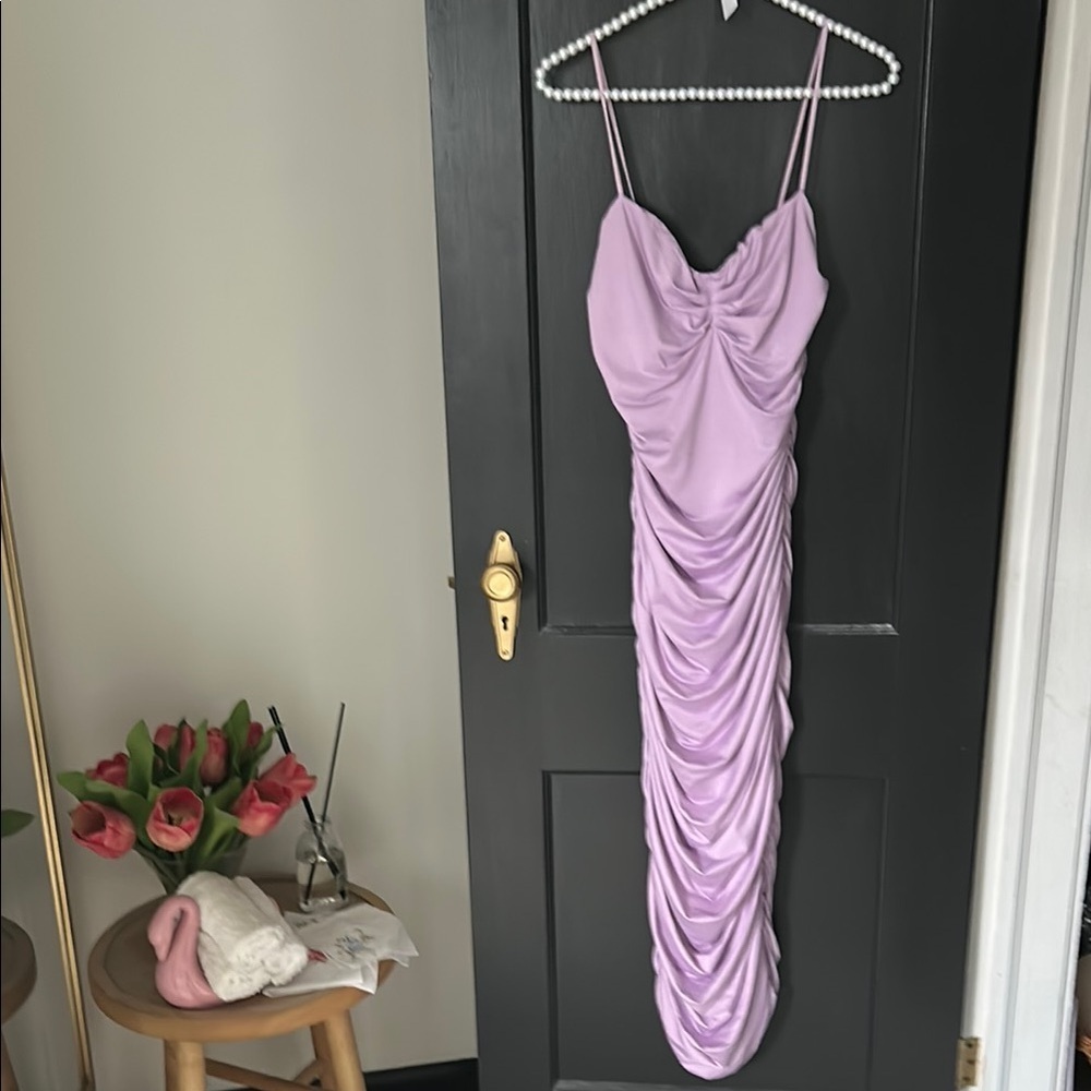 Elegant Lavender Ruched Dress
